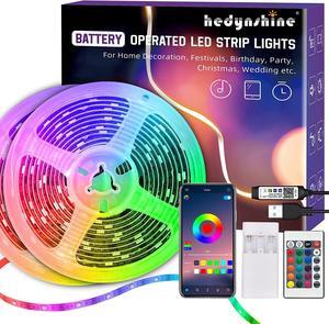 Battery Operated Led Strip Lights 20ft USB led Strip Lights Battery Smart Phone APP Control 20 Key Remote LED Lights Strip led Lights for Bedroom Battery Operated