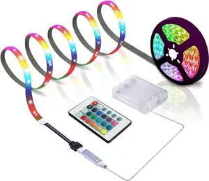 LED Strip with 24 Keys Remote Control 2m Battery Powered Strip Lights for Party and DIY Decoration