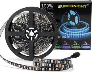 16.4ft 5050 RGB Strip Waterproof Black PCB 300 LED Color Changing Rope Lights for Bedroom Christmas Day Halloween Decoration