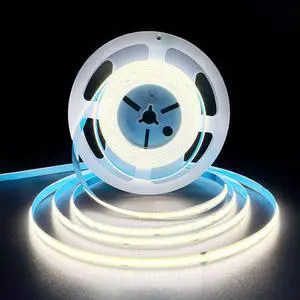 COB LED Strip Lights White 6000K DC12V 16.4ft/5M 320leds/M CRI90 Flexible LED Tape Lights 8mm for Indoor Home Cabinet Bedroom Kitchen Stage Backlight DIY Lighting(Without Power Supply)