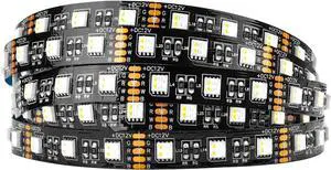 5050 RGBW RGB+Warm White(2700K-3000K) 4 Colors in 1 LED Tape Light DC12V 5m 16.4ft 60LED/m Multi-Colored IP30 Black 12mm PCB for Bedroom Kitchen Home Decoration(No Adapter or Controller)