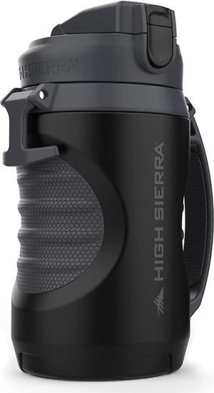 HIGH SIERRA - [BPA FREE] 64 OZ Insulated Water Jug, [Silicone Spout  NO MORE TEETH BUMPS] Built-in Fence Anchor, Keeps Iced Water Cold for Hours, EXTRA LARGE Sports Bottle, Black