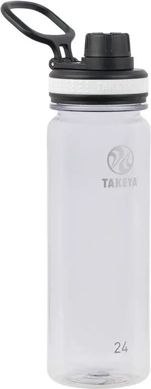 Takeya 24 oz Tritan Plastic Sport Water Bottle with Spout Lid, Premium Quality, BPA Free Food Grade Materials, Clear
