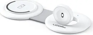 UCOMX Nano Mini Magnetic 2 in 1 Wireless Charger,Traveler Wireless Folding Charging Station,Compatible for iPhone 12/13/14/15/16 Pro Max,AirPods Pro,iWatch Ultra,Travel Charger for Multple Devices
