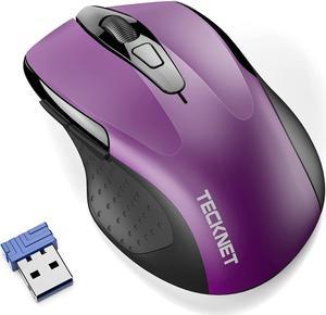 Wireless Silent Mouse 2.4G Optical Computer Mouse with USB Receiver 2-Year Battery Life 6 Adjustable DPI 4000 DPI Cordless USB Mouse for Laptop PC Computer Chromebook Notebook-Purple