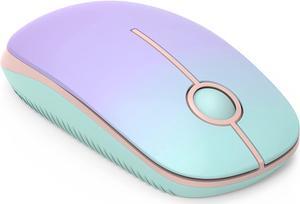 Wireless Mouse 2.4G Silent Mouse with USB Receiver 18 Month Battery Life 1600 high DPI Precision- Portable Computer Mice for Windows/Mac/Linux Mint Green Gradient Pink Purple
