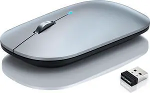 Bluetooth Mouse BT5.0/3.0 2.4GHz Rechargeable Wireless Mouse with USB Receiver 4000DPI Slim Silent Computer Mouse for MacBook/Laptop/Pro/iPad/Windows