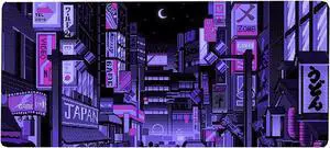 Dark Purple Japanese Anime Retro Vaporwave Mouse Mat Computer Lap Desk Anime Mouse Pad Kawaii Large Gaming Pad for Keyboard QDH