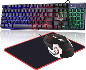 RGB Gaming Keyboard and Colorful Mouse Combo,USB Wired LED Backlight Gaming Mouse and Keyboard for Laptop PC Computer Gaming and Work,Letter Glow,Mechanical Feeling RGB Gaming Keyboard and Colorful Mouse Combo,USB Wired LED Backlight Gaming Mouse and Keyboard for Laptop PC Computer Gaming and Work,Letter Glow,Mechanical Feeling