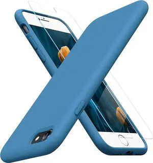 Ultra Slim Designed for iPhone SE Case 2022(3rd Gen)/iPhone SE 2020 Case(2nd Gen)/iPhone 7 Case/iPhone 8 Case with Screen Protector Multi-Color Silicone Shockproof Phone Case(Capri Blue)