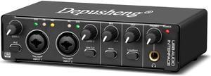 Depusheng RX2 usb audio interface computer recording sound card, home studio audio interface, can connect 48V condenser microphone, guitar recording