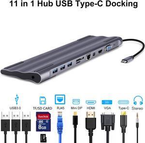 11 in 1 Type c docking station Aluminum to HDMI-compatible Card Reader RJ45 PD usb c hub