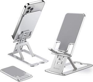 Adjustable Cell Phone Stand, Foldable Cellphone Stand, Aluminum Desktop Phone Holder Compatible with iPhone 12, 11, Xs Pro Max, 8/7 Plus, Samsung Galaxy, All Smartphones(4-12 inches)