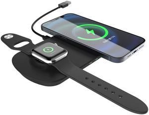 2 in 1 Dual Qi Fast Charging Dock Wireless Charger Pad For Apple Watch, Airpods Pro Airpods 2 and Phone