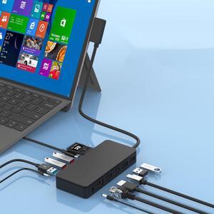 DIDA Docking Station for Surface Pro 6 5 4 3 11 in 1 USB HUB with USB 3.0 QC3.0 HDMI-Compatible Type C Data SD Reader 3.5mm Jack Headphone LAN Port DC Power Adapter