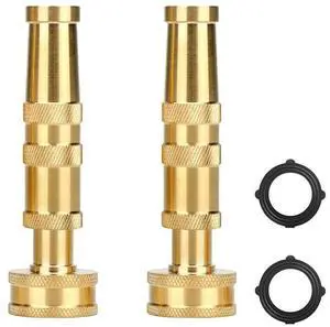 2 Pack Adjustable Twist Brass Hose Nozzle, 4" Heavy Duty Solid Brass Garden Hose Nozzle, up to 200 PSI, 3/4" GHT Thread 2 Pack Adjustable Twist Brass Hose Nozzle, 4" Heavy Duty Solid Brass Garden Hose Nozzle, up to 200 PSI, 3/4" GHT Thread