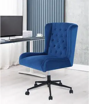 Home Office Chair Morden Tufted Velvet Living Room Computer Desk Chair Ergonomic Swivel Office Chair Accent Adjustable Mid-Back Executive Task Chair With Armrest Supports 300lbs