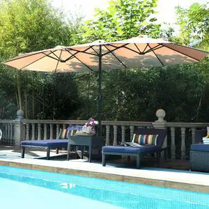 15ft Patio Umbrella Double-Sided Outdoor Market Extra Large Umbrella with Crank, Umbrella Base Included