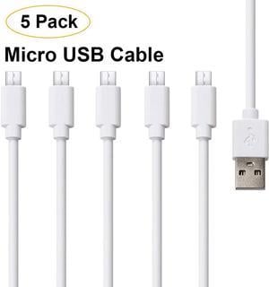 Pezin & Hulin Short Micro USB Cables (5 Pack 1FT), Fast Charging Cables Certified For Android Phones, High Speed USB to Micro USB Charging Cables Charger Cords for Phones, Tablets and More (White)