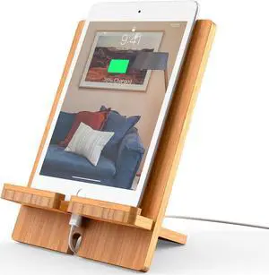 Pezin & Hulin Natural Bamboo Office Wood Desk Desktop Foldable Adjustable For iPad Tablet Phone Holder, Men Gift Husband Anniversary