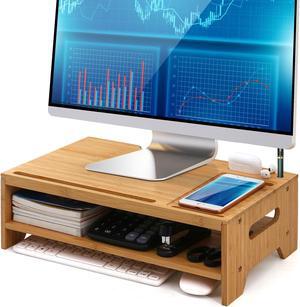 Pezin & Hulin Computer Monitor Stand Riser with Storage Drawer & Phone Stand for Computer, Desktop, Laptop, Save Space, 16 X 9 inch