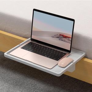 Pezin & Hulin Clamp-on Ergonomic Bed Desk Shelf | Monitor Laptop Riser Desk Organizer for Phone and Cup Holder, Laptop Bed Tray Table