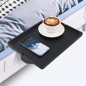 Pezin & Hulin Clamp-on Ergonomic Bed Desk Shelf | Monitor Laptop Riser Desk Organizer for Phone and Cup Holder, Laptop Bed Tray Table Black