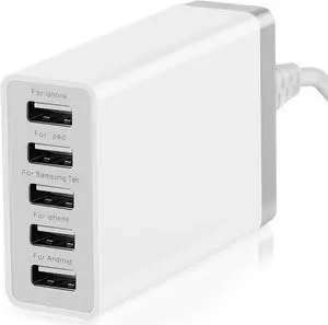 Pezin & Hulin 5-Port USB Charging Station Dock & Organizer, Universal Desktop Tablet and Smartphone Multi-Device 5 Port Charger Hub for iPhone, iPad Pro/Air 2/Mini/iPod, Galaxy, LG, HTC, and More
