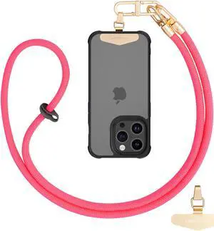Pezin & Hulin 120cm Cell Phone Lanyard Adjustable Nylon Neck Strap Crossbody Chain Colorful, Compatible With Mobile Phone Pink