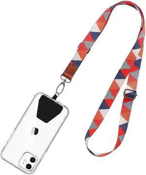 Pezin & Hulin 138cm Adjustable Mobile Phone Lanyard, Diagonal Neck Hanging, Anti-lost Fixed Clip Patch, Widened Wrist Rope Red