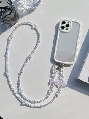Pezin & Hulin Cute Bow Tie Chain Mobile Phone Lanyard  Case Crossbody Strap Lanyard, 120cm White