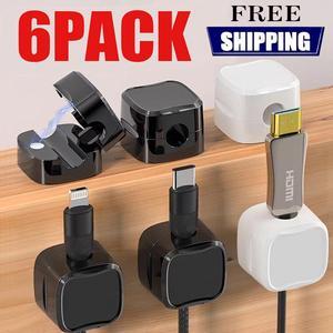 Pezin & Hulin Magnetic Cable Clips, 6 Pack of Magnetic Cable Holder Cord Organizer Phone Charging Cable Clip Cable Management Cover for Home Office Car