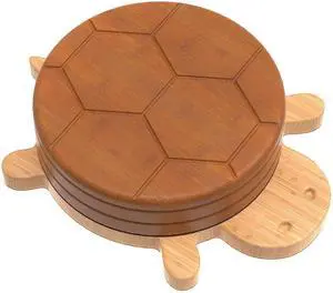 Bamboo Turtle Coaster Set with Magnetic Holder, 5PCS Wooden Drink Coasters for Coffee Table, Non Slip Heat Resistant Desk Decor & Unique Housewarming Gift (Multi-Color)/ 2 Tones: Brown+Natural Bamboo Turtle Coaster Set with Magnetic Holder, 5PCS Wooden Drink Coasters for Coffee Table, Non Slip Heat Resistant Desk Decor & Unique Housewarming Gift (Multi-Color)/ 2 Tones: Brown+Natural