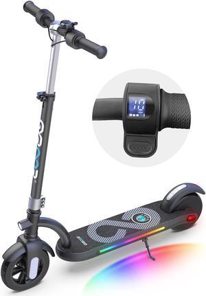 Gyroor Kids Electric Scooter, with 200W Motor & LED Visible Display, Colorful Lights, Adjustable Speed and Height, 10 Mph & 10 Miles Range Electric Scooter, Electric Scooter for Kids Ages 8-12