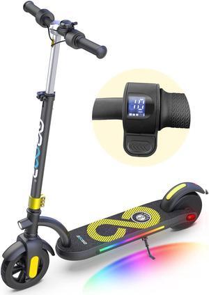 Gyroor Kids Electric Scooter, with 200W Motor & LED Visible Display, Colorful Lights, Adjustable Speed and Height, 10 Mph & 10 Miles Range Electric Scooter, Electric Scooter for Kids Ages 8-12 Gold