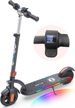 Gyroor Kids Electric Scooter, with 200W Motor & LED Visible Display, Colorful Lights, Adjustable Speed and Height, 10 Mph & 10 Miles Range Electric Scooter, Electric Scooter for Kids Ages 8-12 Orange