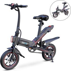 Gyroor 450W Folding Electric Bicycle, 14'' Electric Bike for Adults and Teenagers with 18.6MPH Waterproof Folding Electric Bike with Removable 36V 10Ah Lithium-Ion Battery Throttle & Pedal Assist