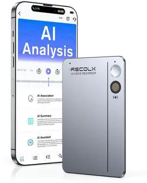EulerSmart AI Voice Recorder, App Control, AI Analysis & Summarize for for Lectures, Meetings, Calls, 64GB Memory