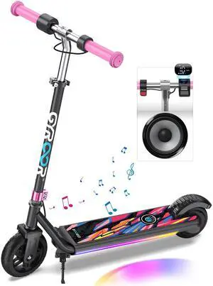 Gyroor H30 Max Electric Scooter for Kids Ages 6-12, 150W Powerful Motor, Bluetooth Music, Dual Brake System, Adjustable Height and Speed, Best Gifts for Kids, UL-Certified Scooter, Pink Gyroor H30 Max Electric Scooter for Kids Ages 6-12, 150W Powerful Motor, Bluetooth Music, Dual Brake System, Adjustable Height and Speed, Best Gifts for Kids, UL-Certified Scooter, Pink