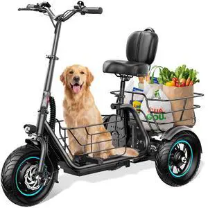 GYROOR Anti-Tip 3 Wheel Electric Tricycle for Seniors & Adults, 650W Electric Trike, 30 Miles Long Range, Reverse Gear, Dual Baskets, Rear Suspension, 300 lb Load, UL2849 Safety Certified GYROOR Anti-Tip 3 Wheel Electric Tricycle for Seniors & Adults, 650W Electric Trike, 30 Miles Long Range, Reverse Gear, Dual Baskets, Rear Suspension, 300 lb Load, UL2849 Safety Certified