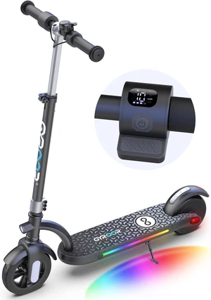 GYROOR H40 Kids & Teens Electric Scooter, 180W Motor Max 10 MPH, Adjustable Height Handlebars, Dual Braking System, UL2272 Certified, LED Display & Colorful Lights, 6.5" Solid Rubber Wheels Silver GYROOR H40 Kids & Teens Electric Scooter, 180W Motor Max 10 MPH, Adjustable Height Handlebars, Dual Braking System, UL2272 Certified, LED Display & Colorful Lights, 6.5" Solid Rubber Wheels Silver
