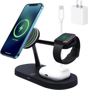 3 in 1 Magnetic Fast Wireless Charger,Multiple Devices Wireless Charging Station with QC3.0 Adapter Compatible with iPhone 12/12 Pro Max/Mini/iwatch Series/AirPods Pro/AirPods 2