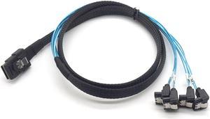 Weastlinks Hard Disk Splitter Cable Mini SAS SFF-8087 to 4 SATA 90 Degree Splitter Breakout Cable Conversion Adapter Cable