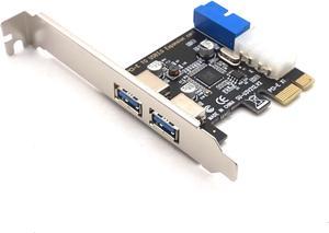 Weastlinks PCIE PCI-E to USB 3.0 Expansion Card External 2 Port USB3.0 + Internal 19pin Header PCIe Card 4pin IDE Power Connector
