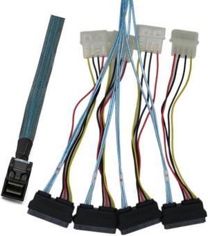 Weastlinks Internal Mini SAS SFF-8643 to (4) 29pin SFF-8482 Connectors with SATA Power Cable 1M