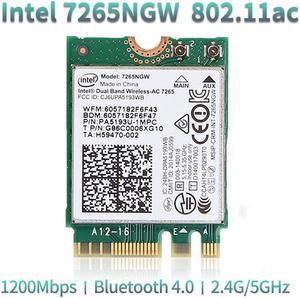 Weastlinks 867Mbps Laptop M.2 Wifi Card Wireless 2.4G/5Ghz For Intel 7265 7265NGW 802.11ac 2x2 WiFi + Bluetooth BT 4.0 NGFF