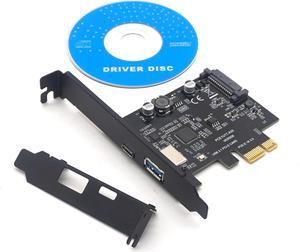 Weastlinks SuperSpeed USB 3.1 Type C + USB 3.0 PCI-Express Expansion Card Riser 15pin SATA Power Connector PCIE X1 Adapter ASM3142 Chipsets