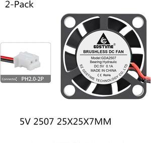 Weastlinks 2Pcs DC 5V Fan 25MM 25x25x7MM Laptop Ultrathin Brushless Axial Cooling Fan 2507 Fan