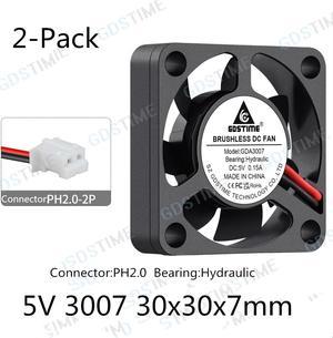 Weastlinks 2Pcs DC 5V 12V Fan 30MM 3007 30x30x7MM Laptop Ultrathin Brushless Axial Cooling Fan 3007 Fan PH2.0