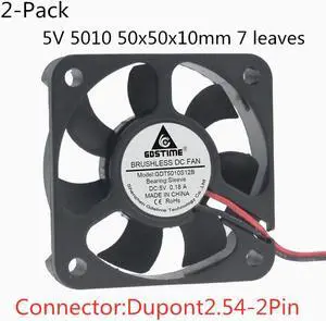 Weastlinks 2PCS DC 5V 12V USB Fan 5cm 5mm 5010 50x50x10mm Ultrathin Brushless Axial Cooling Fan 5010 Fan Dupont 2.54 2510 USB Fan Grill Net